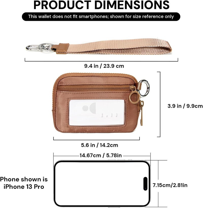 YDF Keychain Wallet Mini Zip Around Wristlet Wallets for Women Detachable Wristlet Portable Coin Purse Small Wallets Brown - Image 2